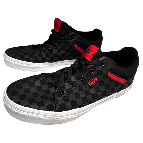 Vans Seldan Checkerboard Black Red Low Top Lace Up Skate Sneakers Youth Size 7 - Picture 1 of 7